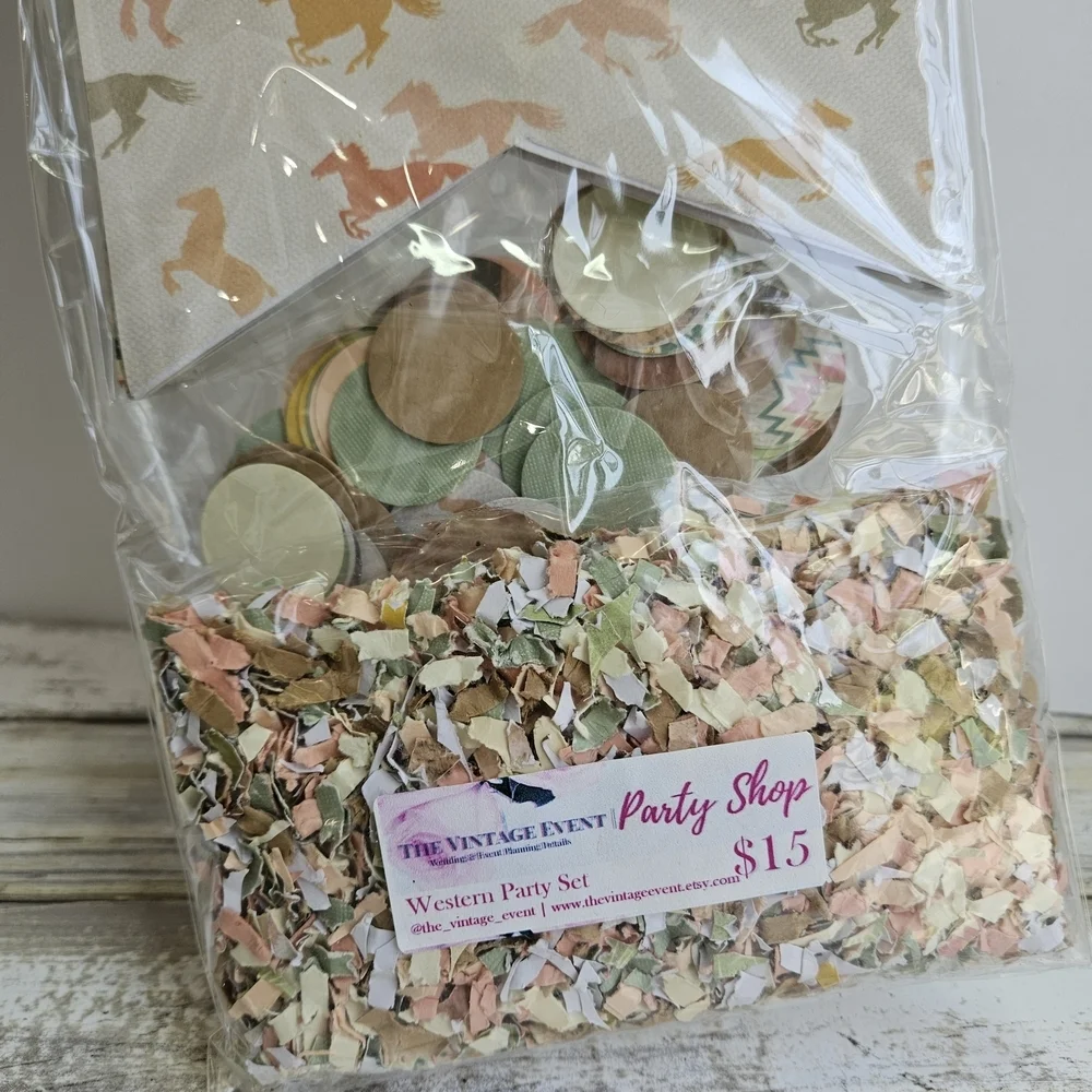 Horse Pattern Party Set with Green Details